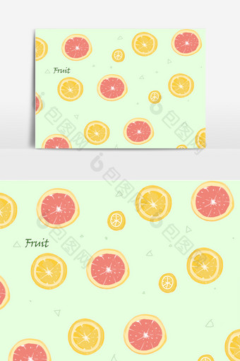 手绘柠檬片装饰底纹插画图片