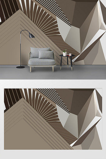 现代简约几何线条三角剪纸空间客厅背景墙图片