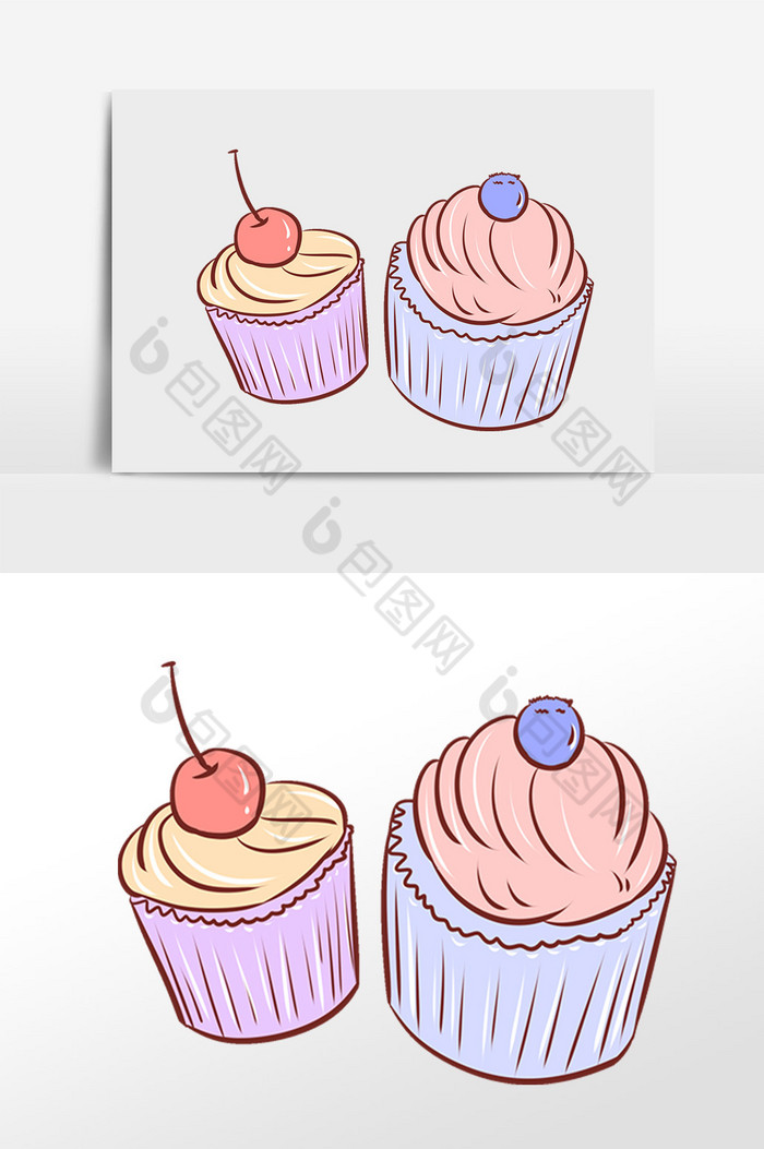 甜点甜品樱桃蛋糕插画图片图片