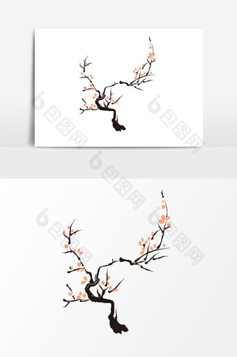 手绘梅花树设计元素图片