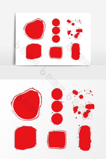 红色中国风异形印章元素图片