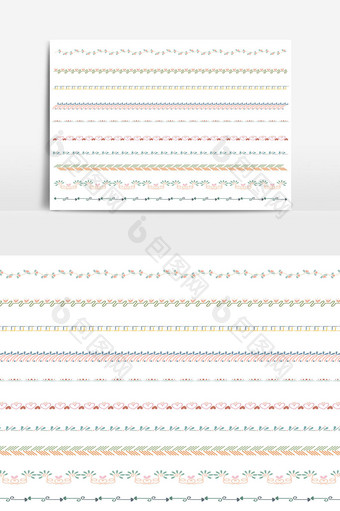 美丽的矢量线边框设置和涂鸦设计元素02图片