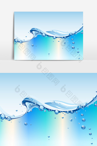 蓝色液体水珠AI矢量元素图片