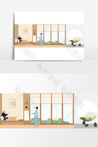 日本禅宗客厅平面设计图片