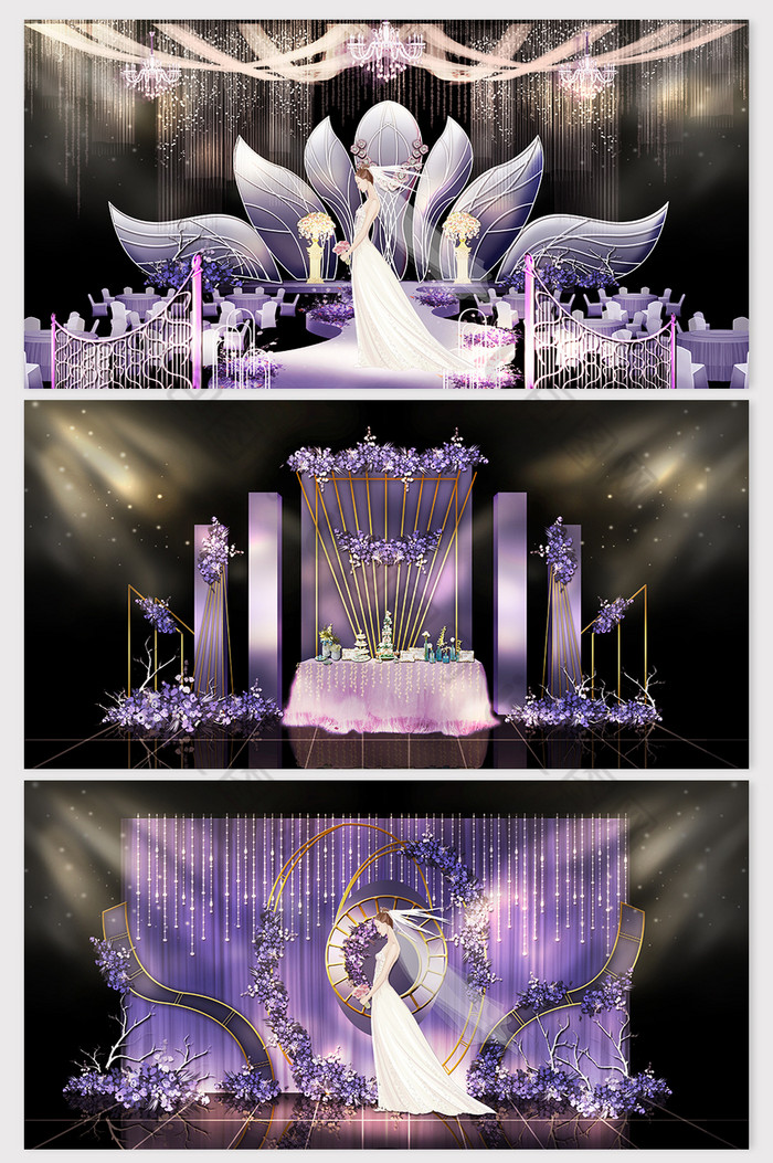 高贵典雅亮紫色婚礼效果图图片图片