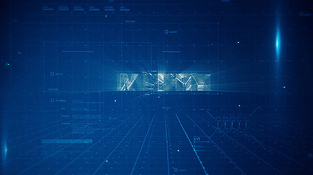 蓝色科技感简约描边扫光AE片头