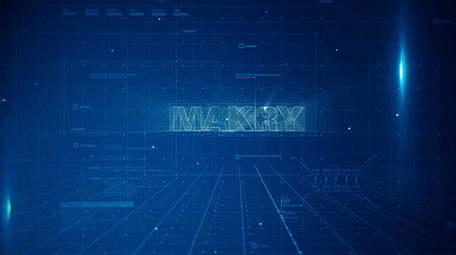 蓝色科技感简约描边扫光AE片头