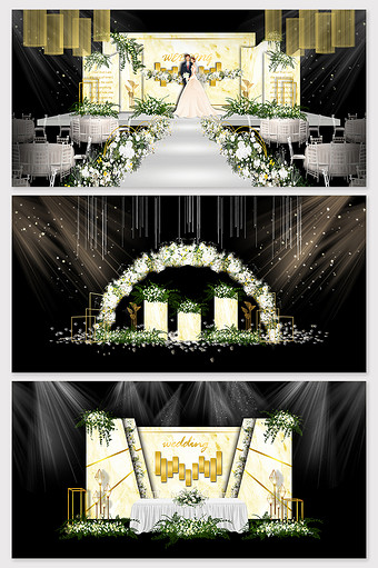 简约香槟大理石婚礼效果图图片