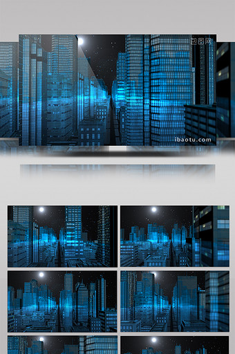 蓝色科技城市间穿梭背景视频素材图片