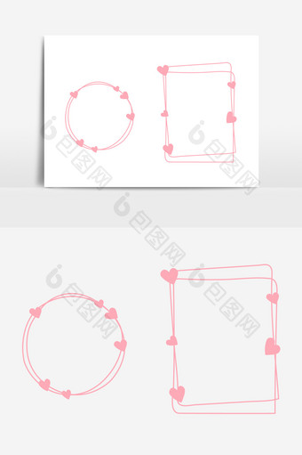 情人节原创粉色爱心边框手绘元素图片