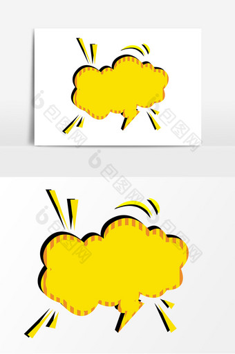 黄色爆炸贴边框元素图片