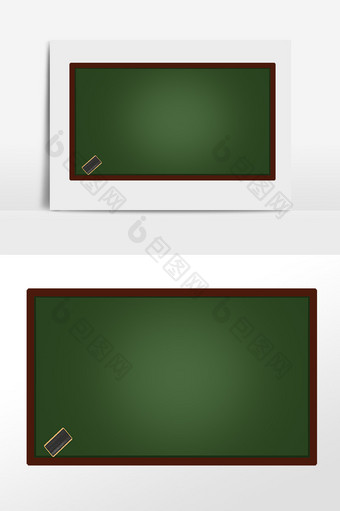 手绘教育绿色大黑板插画图片