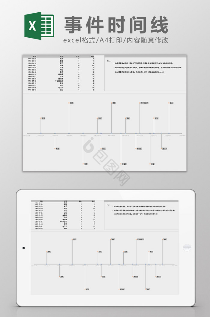 重大事件时间线模板excel模板