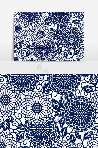 蓝白环状传统花边装饰AI矢量元素图片