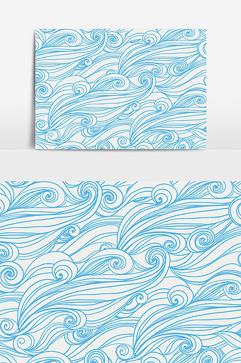 白蓝艺术波浪花边装饰ai矢量元素图片