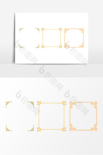 金色中国传统花边装饰AI矢量元素图片