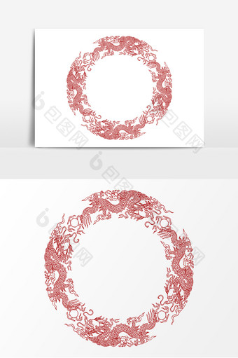 红色传统花边装饰AI矢量元素图片