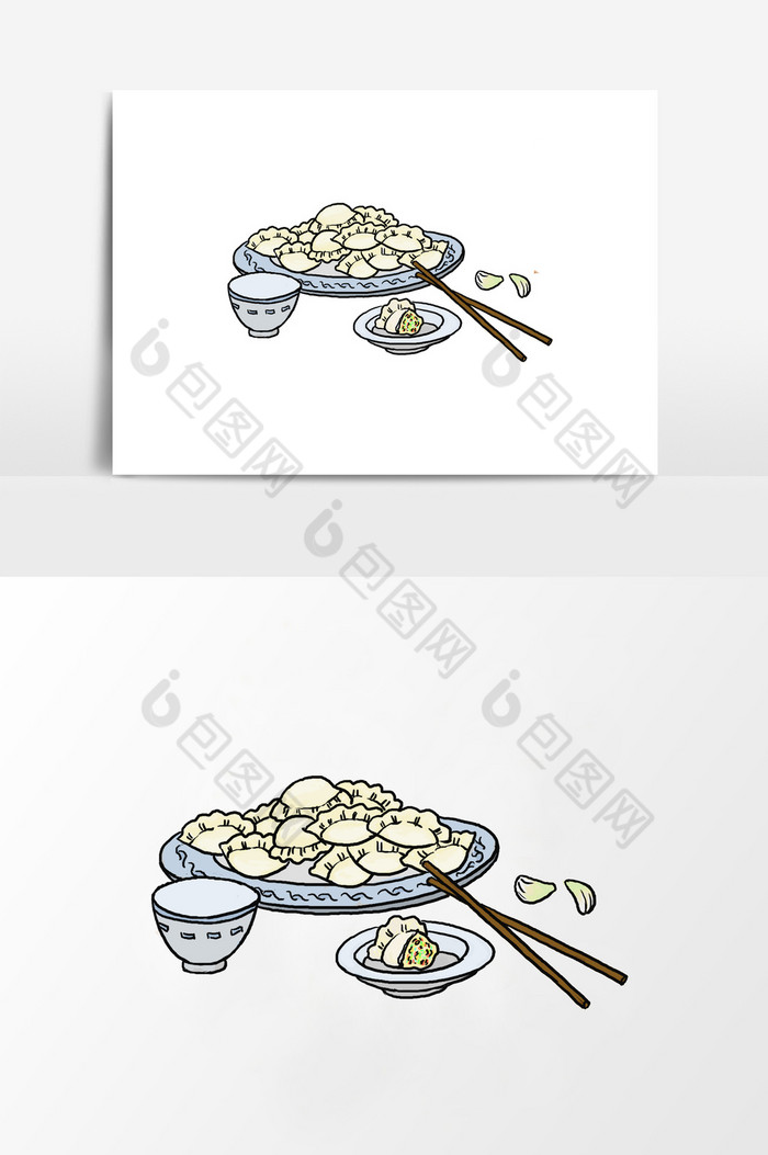 淡彩颜色过年吃饺子图片图片