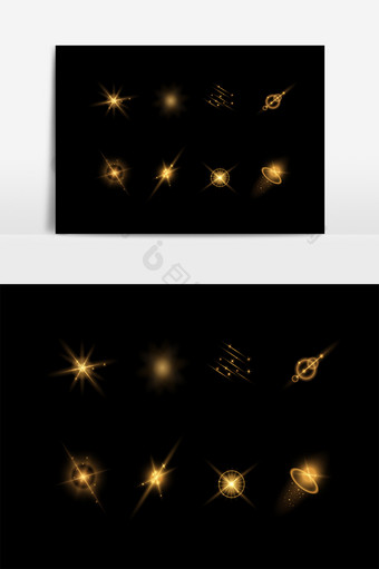 金黄色特效光点设计元素图片