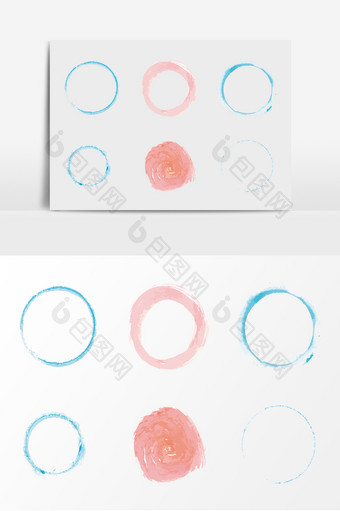 水彩笔触圆形AI矢量元素图片
