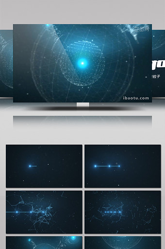 点线连接粒子闪光科技LOGO片头AE模板图片