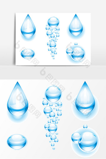 蓝色水滴AI矢量元素图片