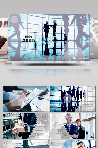 六边形元素现代企业商务图文展示AE模板图片