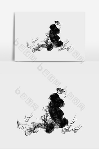 泼墨水墨人物古风元素图片