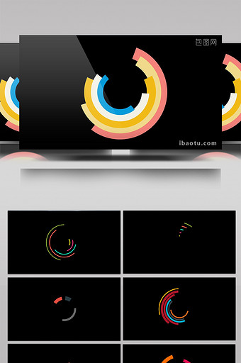 15款预渲染扁平彩色圆环转场动画AE模板图片