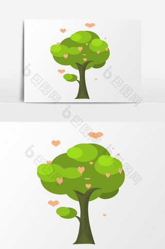 手绘植树节树叶树木卡通图片
