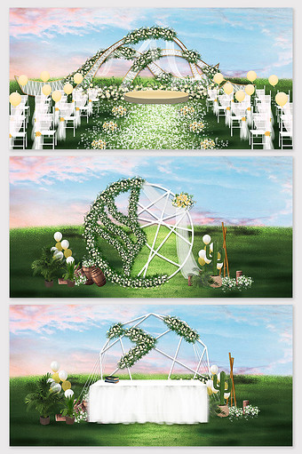 现代简约森系唯美草坪婚礼图片
