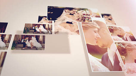 婚礼照片墙组合拼接爱心婚礼相册AE模板1