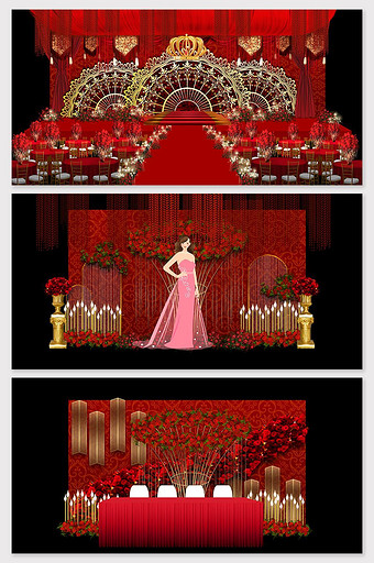 红色奢华复古欧式婚礼效果图图片