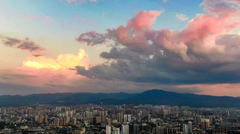 夕阳晚霞火烧云自然风景