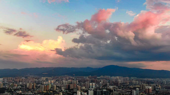 夕阳晚霞火烧云自然风景