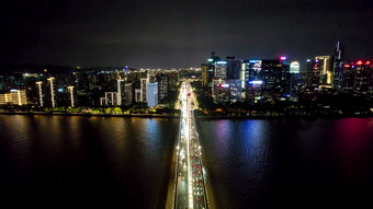 浙江杭州复兴大桥夜景灯光