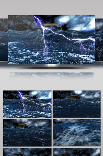 3D海面闪电风雨交加LED背景视频图片