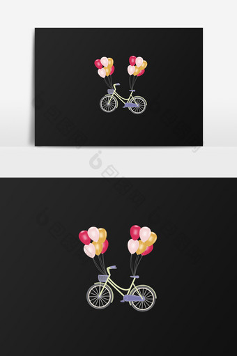 简约卡通自行车气球出游踏青春天元素图片