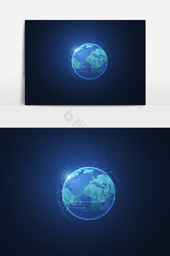 蓝色商务地球科技信息时代技术元素图片