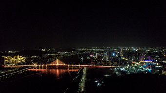 广东珠海<strong>横琴</strong>大桥夜景灯光航拍