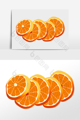 手绘柠檬片水果插画图片