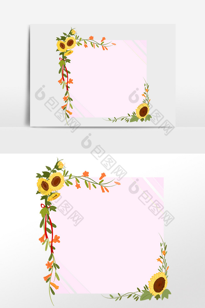 植物花叶婚礼边框插画图片图片