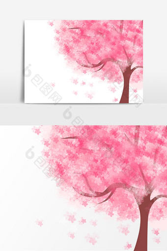 水彩手绘醉美桃花樱花节元素图片