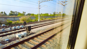 旅途火车<strong>高铁</strong>窗外风景风光