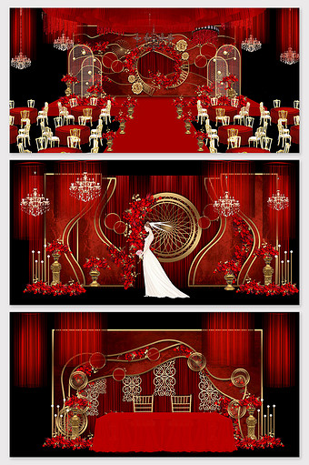 奢华红色复古欧式婚礼效果图图片