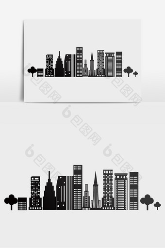 黑色城市模型建筑元素图片