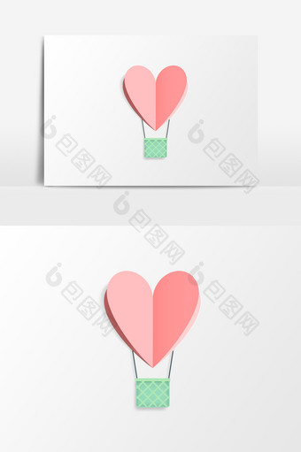 粉色温馨浪漫剪纸桃心气球活动女神节元素图片
