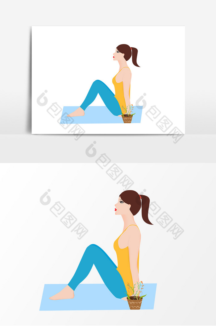 瑜珈美女锻炼运动插画图片图片