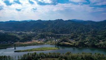 祖国大好河山青山绿水河流航拍