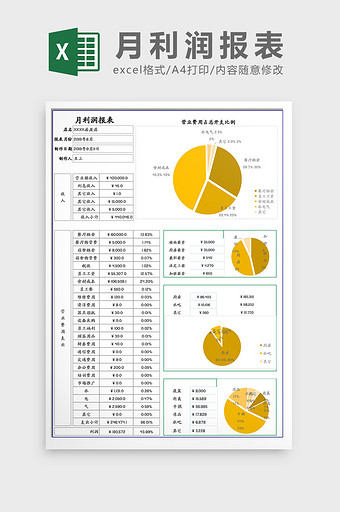 月利润报表Excel模板图片